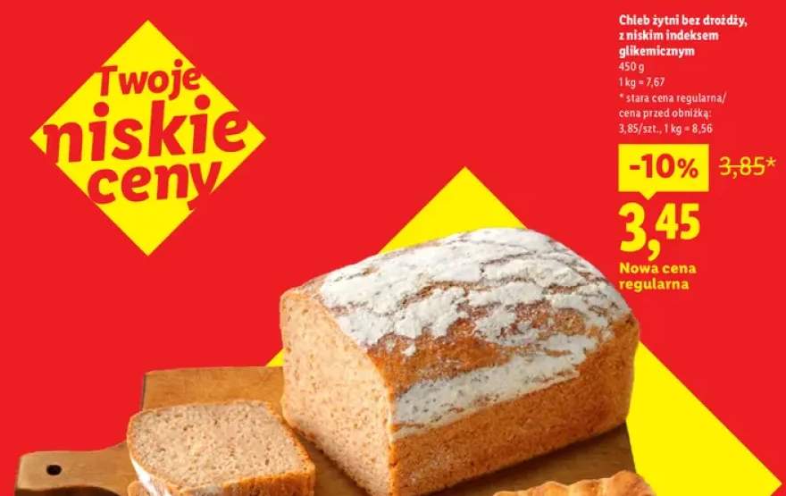 Chleb żytni bez drożdży z niskim indeksem glikemicznym