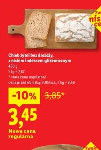 Chleb żytni bez drożdży z niskim indeksem glikemicznym