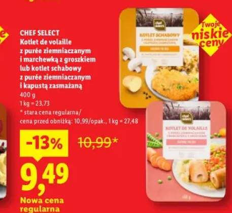 Kotlet de volaille z purée ziemniaczanym i marchewką z groszkiem Chef Select +1 wariant