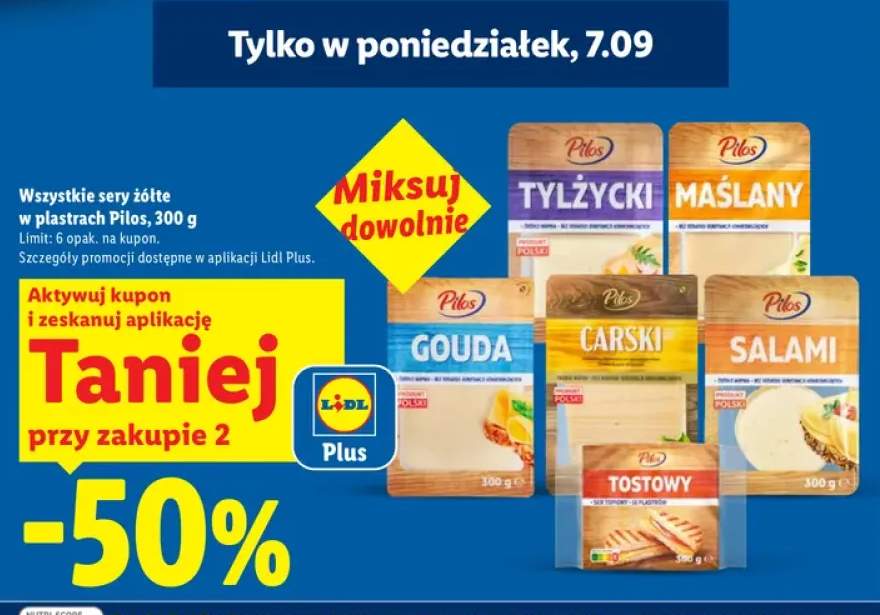 Sery żółte w plastrach Pilos +6 wariantów