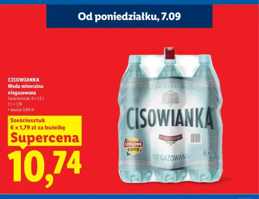 Woda mineralna niegazowana Cisowianka 6-pak