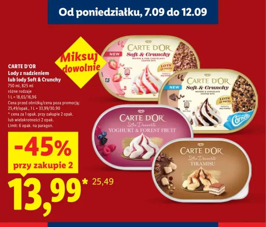 Lody Soft & Crunchy Wafers & Pink Chocolatey Carte D'Or +3 warianty