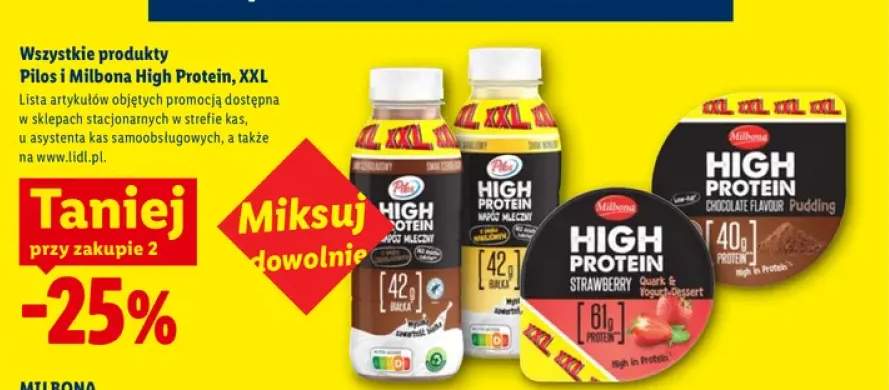 Produkty Pilos i Milbona High Protein XXL +4 warianty