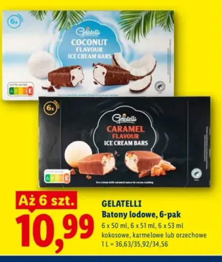 Batony lodowe 6-pak kokosowe Gelatelli +2 warianty
