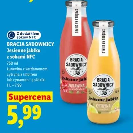 Jesienne jabłko z sokami NFC żurawina z kardamonem Bracia Sadownicy +2 warianty