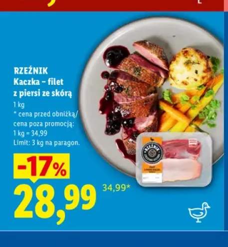 Kaczka - filet z piersi ze skórą Rzeźnik