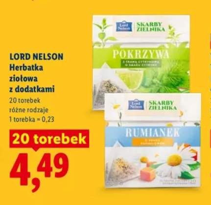 Herbatka ziołowa z dodatkami pokrzywa z trawą cytrynową o smaku cytryny Lord Nelson +1 wariant