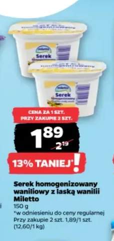 Serek homogenizowany waniliowy z laską wanilii Miletto
