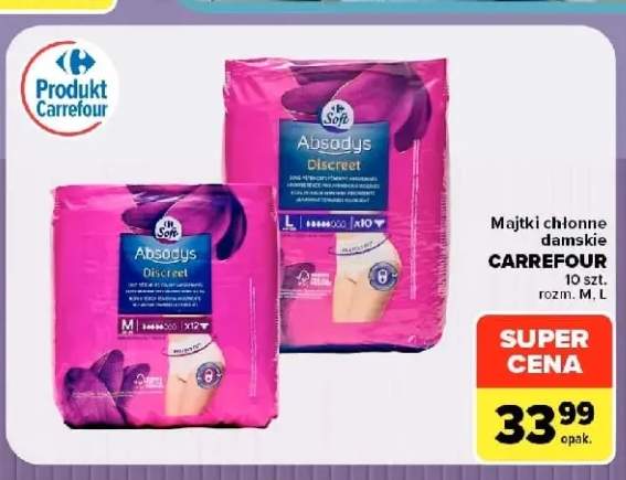 Majtki chłonne damskie M Carrefour +1 wariant