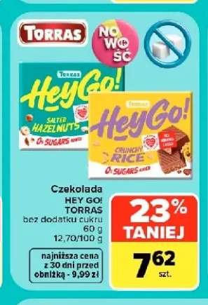 Czekolada Hey Go! Salted Hazelnuts bez dodatku cukru Torras +1 wariant