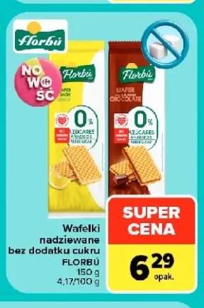 Wafelki nadziewane cytrynowe bez dodatku cukru Florbú +1 wariant