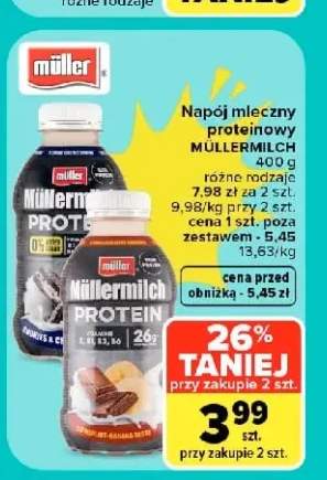 Napój mleczny proteinowy Chocolate-Banana Müllermilch +1 wariant