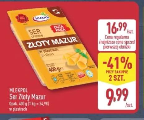 Ser Złoty Mazur w plastrach Mlekpol