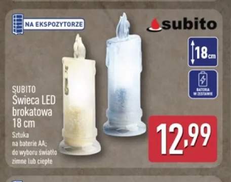 Świeca LED brokatowa 18 cm Subito