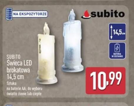 Świeca LED brokatowa 14,5 cm Subito
