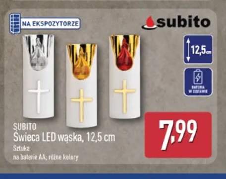 Świeca LED wąska 12,5 cm Subito
