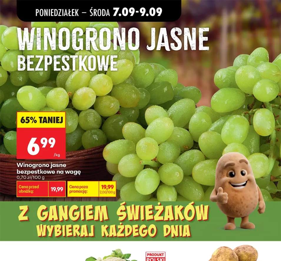 Winogrono jasne bezpestkowe