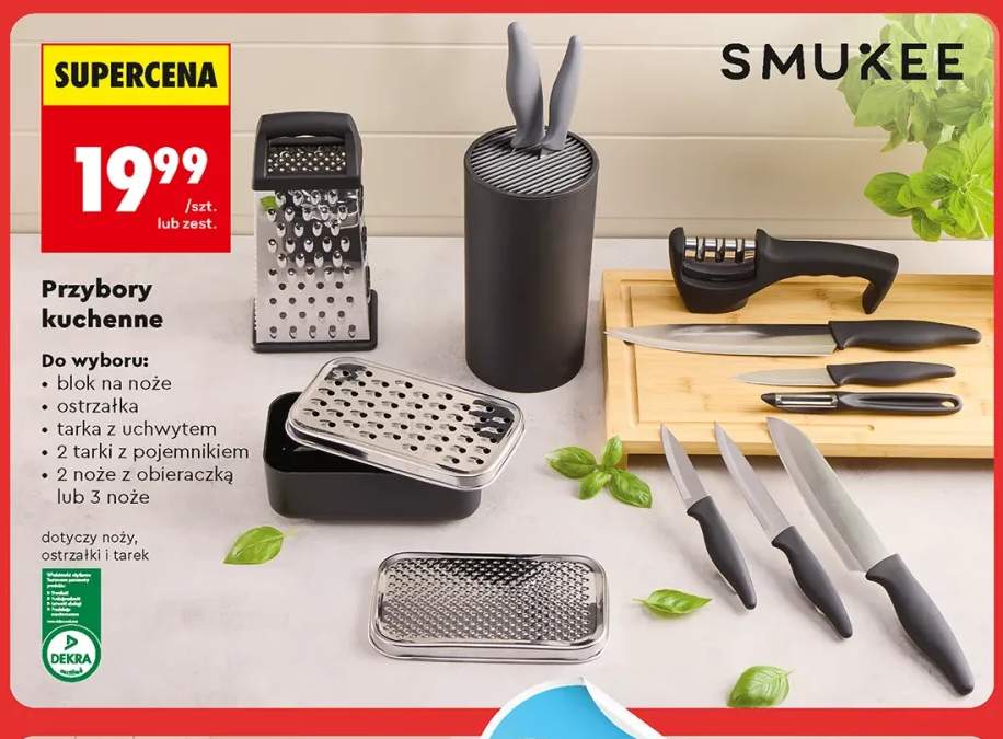2 noże z obieraczką Smukee +5 wariantów