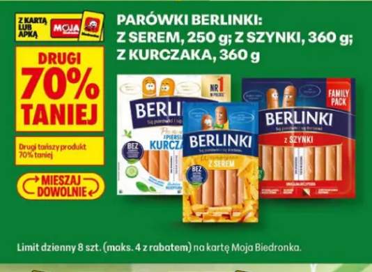 Parówki z serem Berlinki +1 wariant