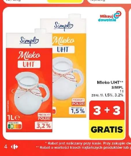 Mleko UHT Simpl 1,5% +1 wariant