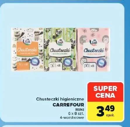 Chusteczki higieniczne Carrefour mini 6-pak 4-warstwowe