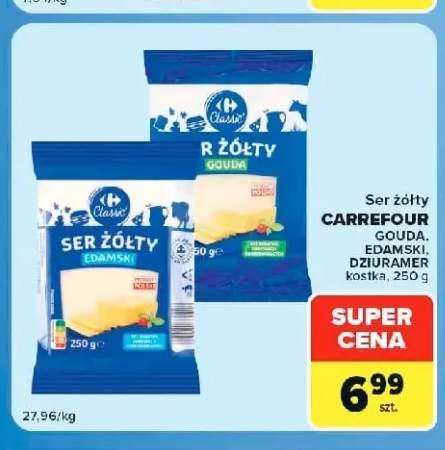 Ser żółty edamski w kostce Carrefour +2 warianty