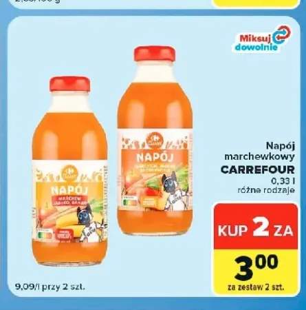 Napój marchewkowy marchew jabłko brzoskwinia Carrefour +1 wariant