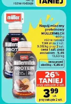 Napój mleczny proteinowy Müller Müllermilch Protein o smaku czekoladowo-bananowym