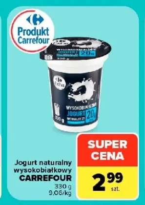 Jogurt naturalny wysokobiałkowy Carrefour Extra 2%