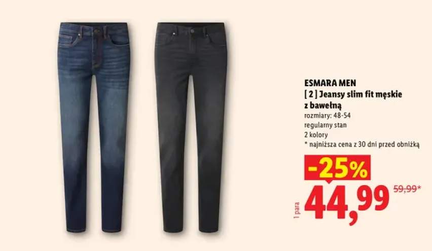 Jeansy slim fit męskie z bawełną