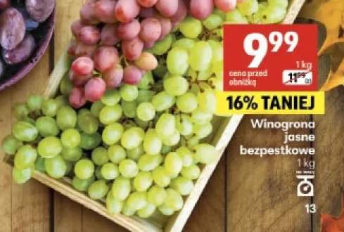 Winogrona jasne bezpestkowe