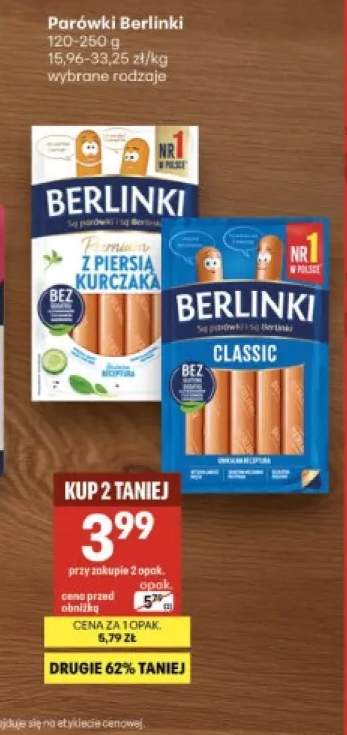 Parówki Berlinki z piersią kurczaka +1 wariant