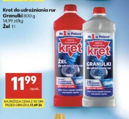 Granulki do udrażniania rur Kret +1 wariant
