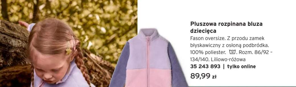 Pluszowa rozpinana bluza dziecięca