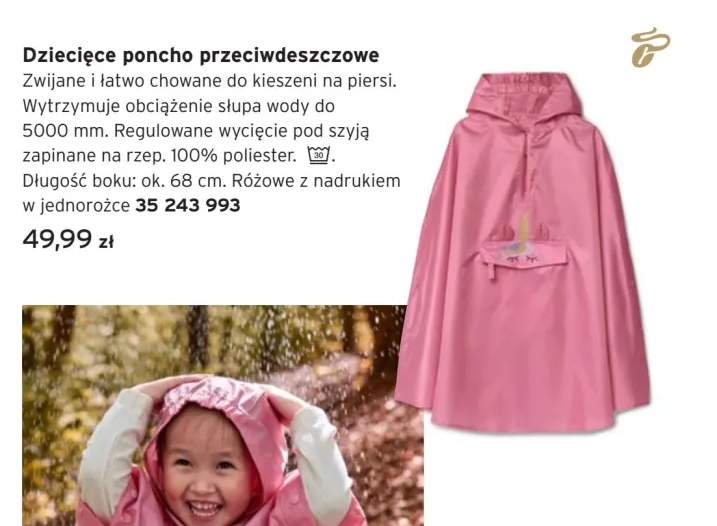 Dziecięce poncho przeciwdeszczowe