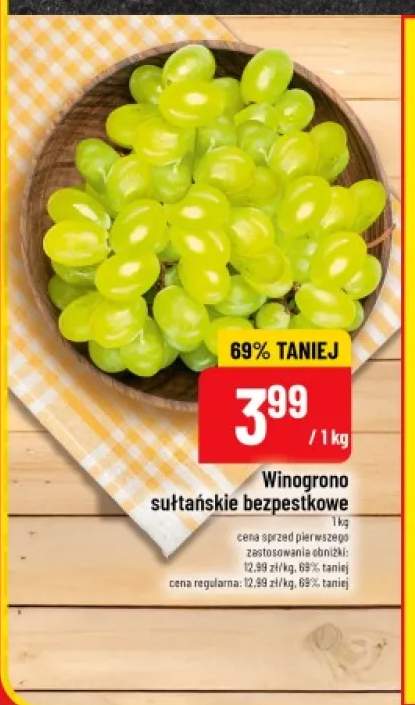 Winogrona sułtańskie bezpestkowe