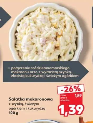 Sałatka makaronowa z szynką, świeżym ogórkiem i kukurydzą