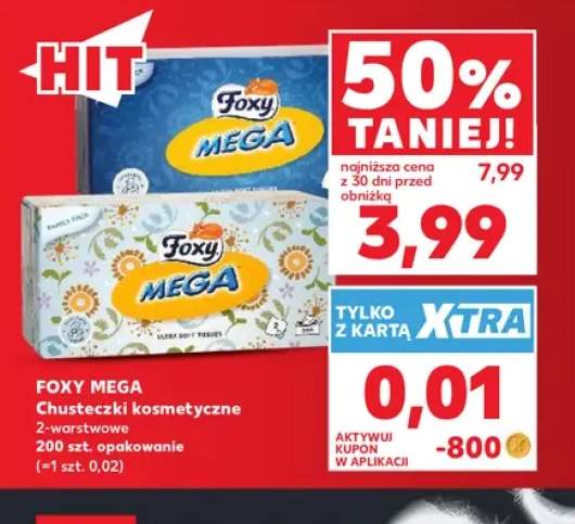 Chusteczki kosmetyczne 2-warstwowe Foxy Mega