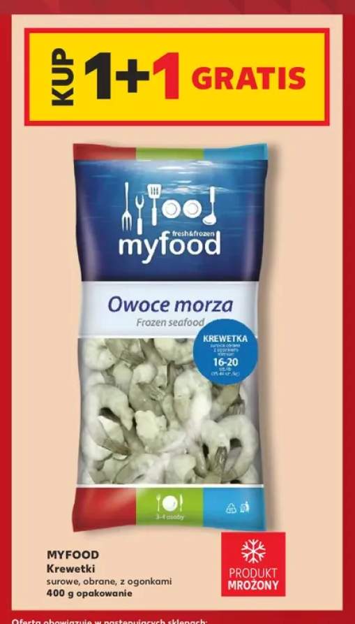 Krewetki surowe obrane z ogonkami Myfood