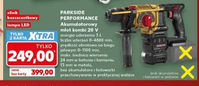 Akumulatorowy młot kombi Parkside Performance