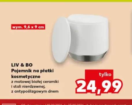 Pojemnik na płatki kosmetyczne z matowej białej ceramiki i stali nierdzewnej z antypoślizgowym dnem Liv & Bo