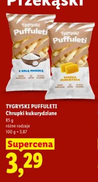 Chrupki kukurydziane Tygryski Puffuleti z solą morską +1 wariant