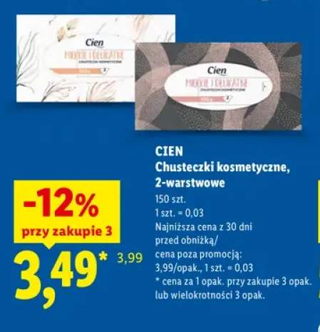 Chusteczki kosmetyczne 2-warstwowe Cien