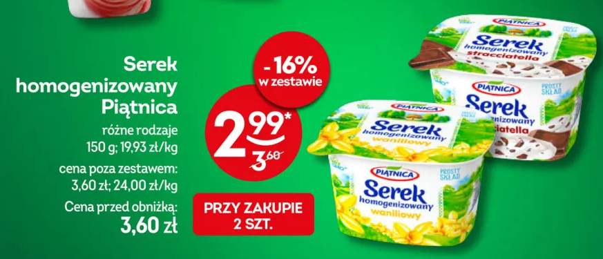 Serek homogenizowany Piątnica waniliowy +1 wariant