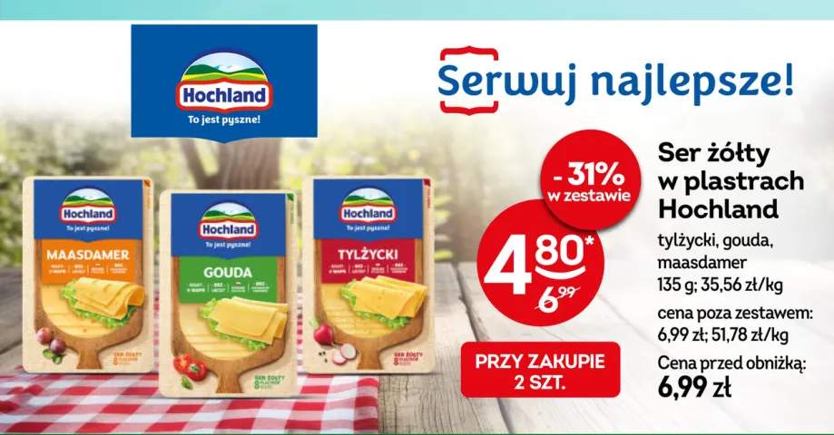 Ser żółty w plastrach tylżycki Hochland +2 warianty