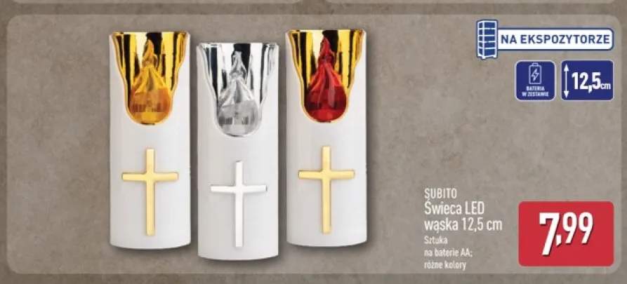 Świeca LED wąska 12,5 cm Subito