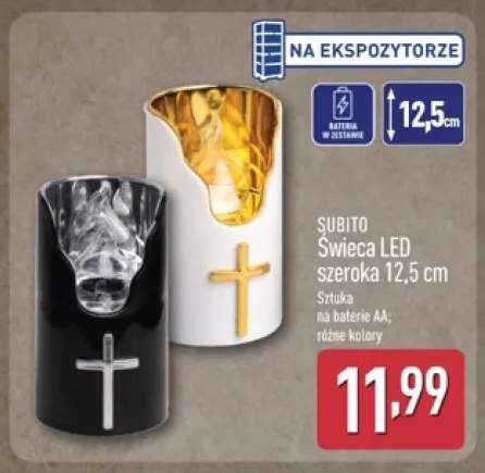 Świeca LED szeroka 12,5 cm Subito