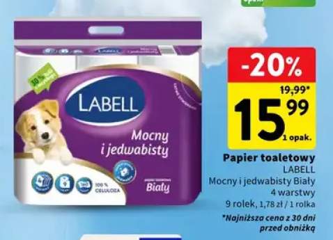 Papier toaletowy Labell Mocny i jedwabisty biały 4 warstwy 9-pak
