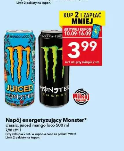 Napój energetyzujący Monster juiced mango loco +1 wariant