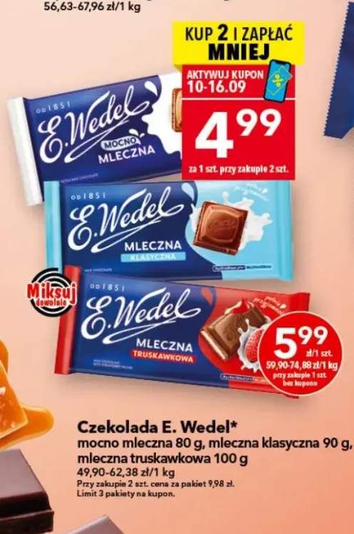 Czekolada E.Wedel mocno mleczna +2 warianty